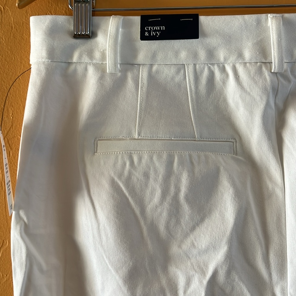 NWT CROWN & IVY WOMENS CARY STRETCHY SLACKS WHITE SIZE 10 - Picture 6 of 13